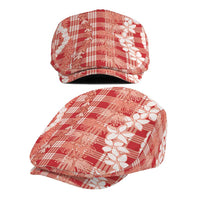 Hawaiian Ohia Lehua Lei Jeff Hat Plaid Palaka Ulaula Pattern - Polynesian Pride