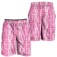 Hawaiian Ohia Lehua Lei Shorts for Men Plaid Palaka Akala Pattern - Polynesian Pride