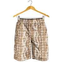 Hawaiian Ohia Lehua Lei Shorts for Men Plaid Palaka Kalaihaahaa Pattern - Polynesian Pride