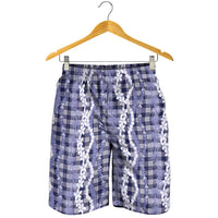 Hawaiian Ohia Lehua Lei Shorts for Men Plaid Palaka Uliuli hohonu Pattern - Polynesian Pride