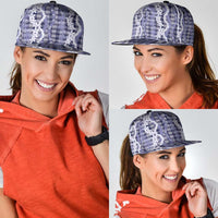 Hawaiian Ohia Lehua Lei Snapback Cap Plaid Palaka Uliuli hohonu Pattern - Polynesian Pride