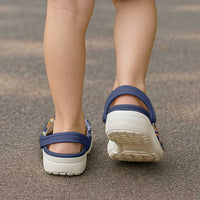 Hawaiian Plumeria Lei Clogs Shoes Kakau Motifs and Palaka Half Style Blue Color - Polynesian Pride