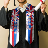 Hawaiian Polynesian Tribal Turtles Graduation Stole with Lei and Flag Style