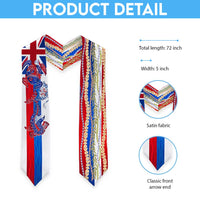 Hawaiian Sea Animals Graduation Stole with Lei and Flag Style
