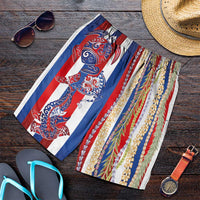 Hawaiian Sea Animals Shorts for Men with Lei and Flag Style