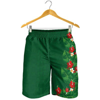 Hawaiian Taro Leaves-Hibiscus and Plumeria Shorts for Men Polynesian Art-Kakau Tattoo Green