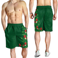 Hawaiian Taro Leaves-Hibiscus and Plumeria Shorts for Men Polynesian Art-Kakau Tattoo Green