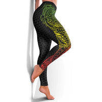 Hawaiian Traditional Tattoos Leggings Kakau Tribal Tropical Plant Motif Kanaka Maoli Flag Color Inspired