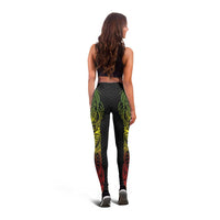 Hawaiian Traditional Tattoos Leggings Kakau Tribal Tropical Plant Motif Kanaka Maoli Flag Color Inspired