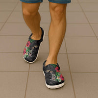 Hawaiian Tropical Plants and Turtles Clogs Shoes Polynesian Art Motifs