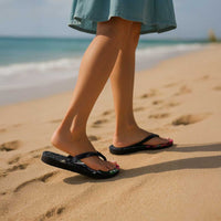 Hawaiian Tropical Plants and Turtles Flip Flops Polynesian Art Motifs