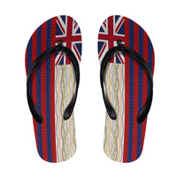 Hawaiian Tropical Plants Lei Flip Flops National Flag Style - Polynesian Pride