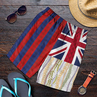 Hawaiian Tropical Plants Lei Shorts for Men National Flag Style - Polynesian Pride