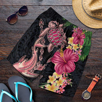 Hawaiian Tropical Plants Turtle and Shark Shorts for Men Polynesian Art Tattoo - Polynesian Pride