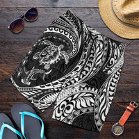 Hawaiian Turtle and Shark Shorts for Men Kakau Tribal with Polynesian Pattern Black Color
