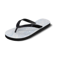 Hawaiian Turtles and Leis Flip Flops Tribal Kakau Pattern Airy White Blue Cloud Vibe