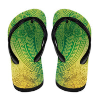 Hawaiian Turtles and Leis Flip Flops Tribal Kakau Pattern Fresh Summer Vibe