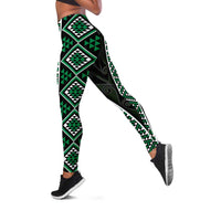 Jade Tukutuku Pattern Aotearoa Leggings Niho Taniwha and Puhoro Motifs LT7