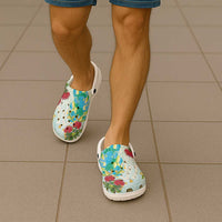 Japanese and Hawaiian Culture Fusion Clogs Shoes Irezumi with Turtles and Lei Kakau Pattern Fresh Vibe