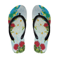 Japanese and Hawaiian Culture Fusion Flip Flops Irezumi with Turtles and Lei Kakau Pattern Fresh Vibe