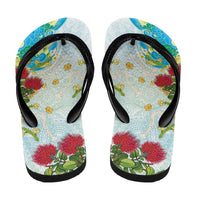 Japanese and Hawaiian Culture Fusion Flip Flops Irezumi with Turtles and Lei Kakau Pattern Fresh Vibe
