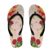 Japanese and Hawaiian Culture Fusion Flip Flops Irezumi with Turtles and Lei Kakau Pattern Sunset Vibe