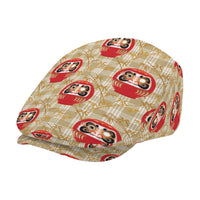 Japanese Daruma Doll Jeff Hat Palaka With Seamless Bamboo Pattern