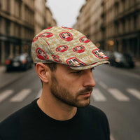 Japanese Daruma Doll Jeff Hat Palaka With Seamless Bamboo Pattern