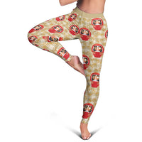 Japanese Daruma Doll Leggings Palaka With Seamless Bamboo Pattern