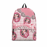 Japanese Daruma Doll Palaka Backpack Cherry Blossoms With Shell Lei