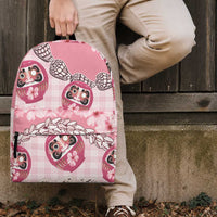 Japanese Daruma Doll Palaka Backpack Cherry Blossoms With Shell Lei