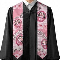 Japanese Daruma Doll Palaka Graduation Stole Cherry Blossoms With Shell Lei