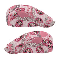 Japanese Daruma Doll Palaka Jeff Hat Cherry Blossoms With Shell Lei