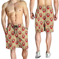 Japanese Daruma Doll Shorts for Men Palaka With Seamless Bamboo Pattern