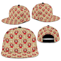 Japanese Daruma Doll Snapback Cap Palaka With Seamless Bamboo Pattern