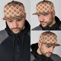 Japanese Daruma Doll Snapback Cap Palaka With Seamless Bamboo Pattern