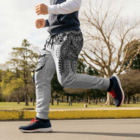 Japanese Irezumi and Hawaiian Polynesian Art Tattoo Jogger Pants White Color - Polynesian Pride