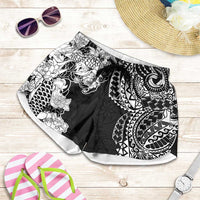 Japanese Irezumi and Hawaiian Polynesian Art Tattoo Shorts for Women Black Color - Polynesian Pride