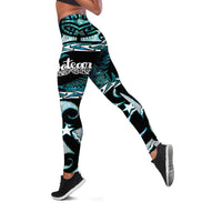 Kia Ora New Zealand Leggings Aotearoa Proud Maori Paua Shell Silver Fern - Polynesian Pride