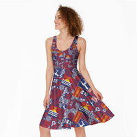 Kiribati Tekeraoi n te Kiritimati Midi Dress Pacific Patchwork Xmas Vibes - Polynesian Pride