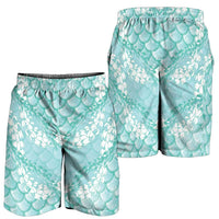 Light Turquoise Mermaid Puakenikeni Maile Lei Shorts for Men