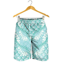 Light Turquoise Mermaid Puakenikeni Maile Lei Shorts for Men