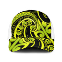 Lime Green New Zealand Mangopare Baseball Net Cap Aotearoa Maori Koru Style - Polynesian Pride