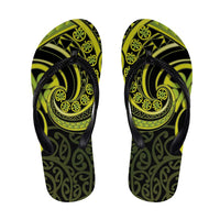 Lime Green New Zealand Mangopare Flip Flops Aotearoa Maori Koru Style - Polynesian Pride