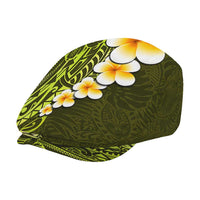 Lime Green Polynesia Jeff Hat Plumeria Tropical Leaves Galaxy Polynesian Art - Polynesian Pride