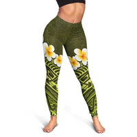 Lime Green Polynesia Leggings Plumeria Tropical Leaves With Galaxy Polynesian Art - Polynesian Pride