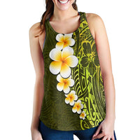 Lime Green Polynesia Women Racerback Tank Plumeria Tropical Leaves With Galaxy Polynesian Art - Polynesian Pride