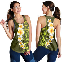 Lime Green Polynesia Women Racerback Tank Plumeria Tropical Leaves With Galaxy Polynesian Art - Polynesian Pride