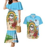 Personalized Hawaii Golf Christmas Couples Matching Mermaid Dress and Hawaiian Shirt Mele Kalikimaka Funny Golfer Santa - Polynesian Pride