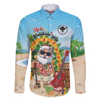 Personalized Hawaii Golf Christmas Family Matching Long Sleeve Bodycon Dress and Hawaiian Shirt Mele Kalikimaka Funny Golfer Santa LT01 Dad's Shirt - Long Sleeve Blue - Polynesian Pride